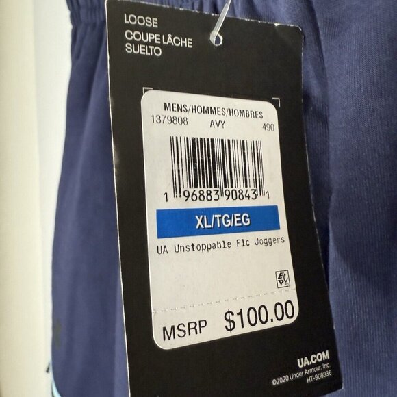 Men's UA Unstoppable Fleece Joggers Men's XL blue $100 MSRP NEW NWT - Picture 3 of 4